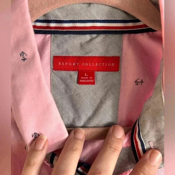 Report Collection short-sleeve button shirt,  Large, pink, Resort Vacation - Picture 2 of 8